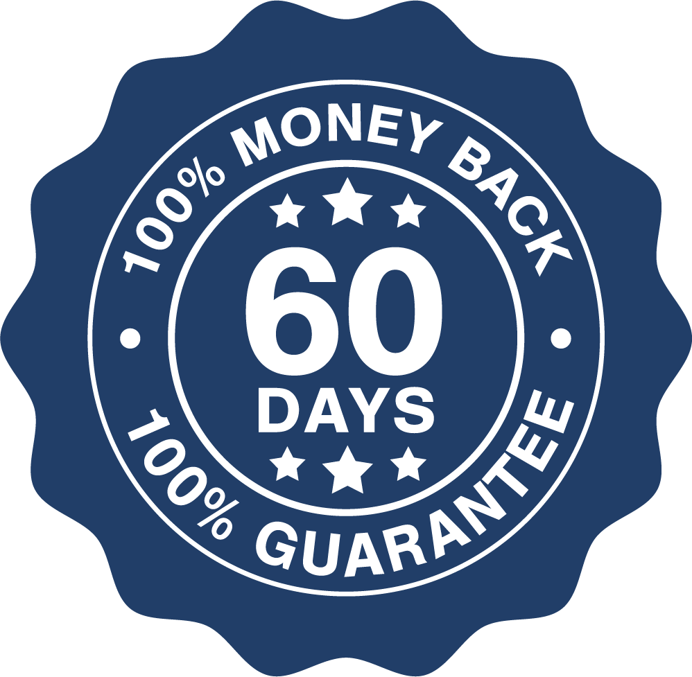100% money back 60 day guarantee seal